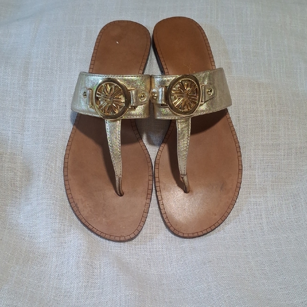 Lilly Pulitzer Gold Slide Sandals Size 8